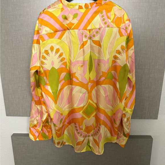 Zara SS22 Colorful Mod Satin Wide Leg Pants & Top l Set sz L - Picture 6 of 15